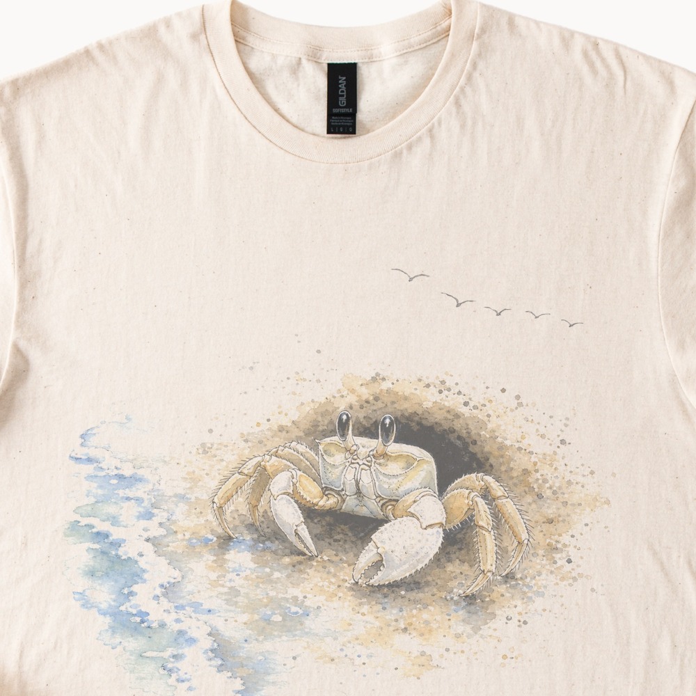 Ghost Crab Assateague Shore Graphic Tee Watercolor Nature Art